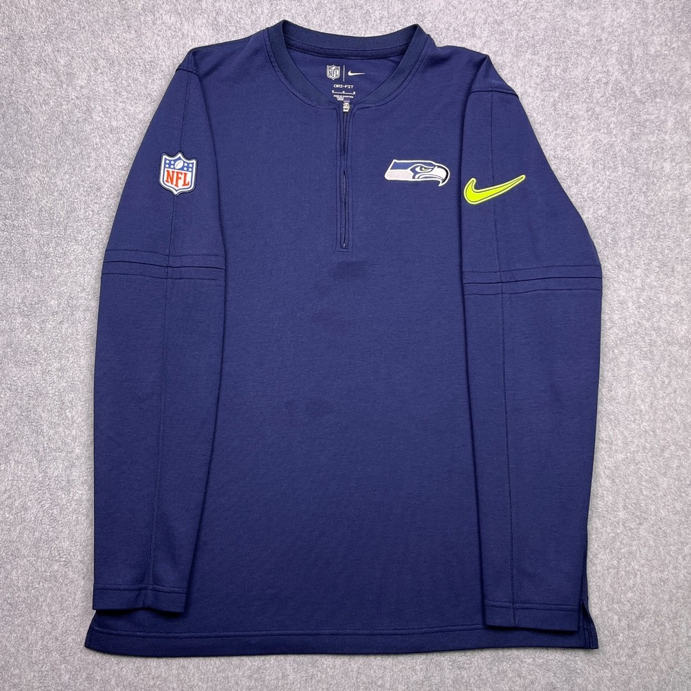 Nike Quarter Zip Mens Medium Blue Seattle Seahawks NFL Football Pullover Dri-Fit